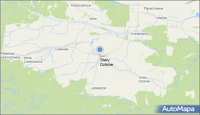 mapa Stary Dzików, Stary Dzików na mapie Targeo